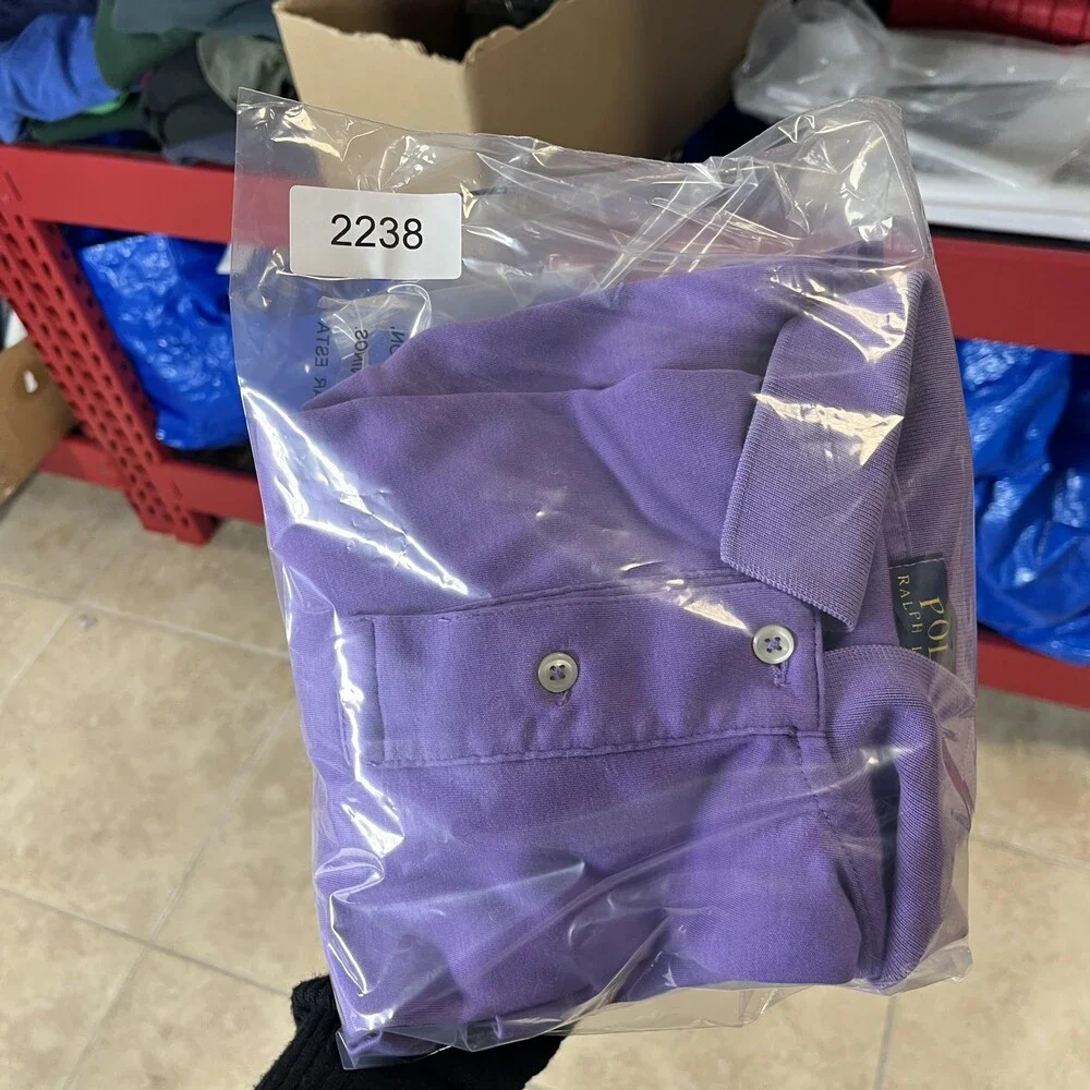 Polo Ralph Lauren Polo Shirt Mens L Purple Solid Short Sleeve Blaire Pony Logo